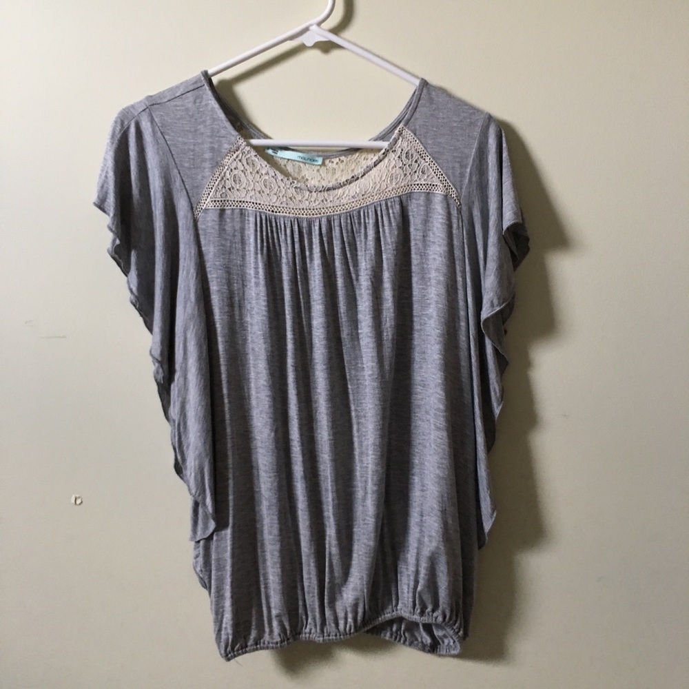 Maurices Gray and Cream Lacey Detailed Top